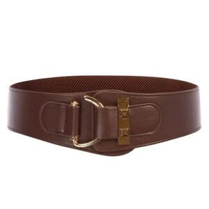NEW WOMEN'S Wide Belt with Interlock Buckle Coffee
